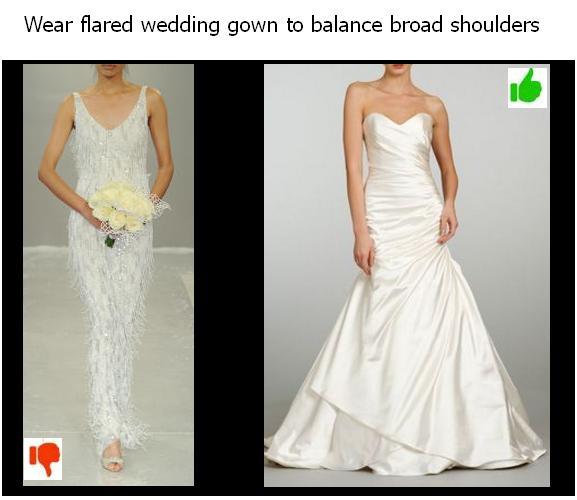V body shape (Broad shoulders)- Wedding gowns – 7 Body shapes